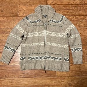 Eddie Bauer tan sweater jacket size large